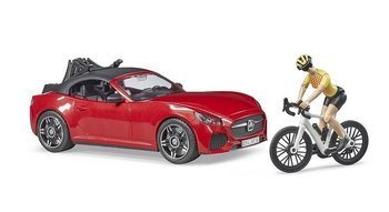 Bruder 03485 Auto Roadster z figurką i rowerem