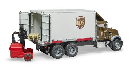 Bruder 02828 Mack ciężarówka Ups + wózek widłowy