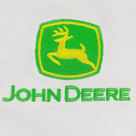 John Deere 110cm BIAŁA Koszulka haftowane logo bawełna